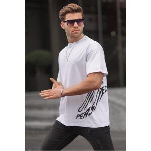 Madmext Men's White Patterned T-Shirt 6178