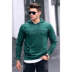 Madmext Men's Green Printed Hooded Sweatshirt 4125