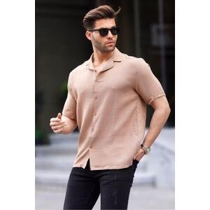 Madmext Camel Men's Short Sleeve Shirt 6706