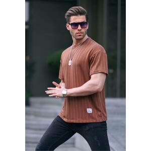 Madmext Brown Oversize Crew Neck Men's T-Shirt 6179