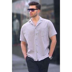 Madmext Gray Basic Men's Short Sleeve Shirt 5598