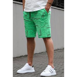 Madmext Green Patterned Comfort Fit Men's Capri Shorts 5497