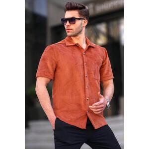 Madmext Tile Corduroy Short Sleeve Men's Shirt 5594