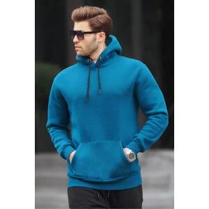 Madmext Men's Oil Blue Hooded Sweatshirt 5339