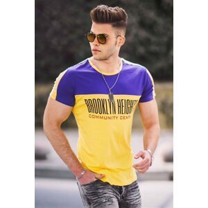 Madmext Men's Yellow Color Block Printed T-Shirt 2975