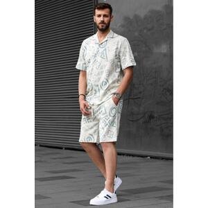 Madmext Men's Mint Green Graphic Patterned Shorts Set 5924