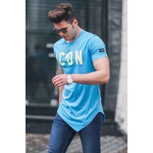 Madmext Symmetrical Cut Turquoise Men's T-Shirt 4582