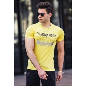 Madmext Embossed Print Men's Yellow T-Shirt 4594