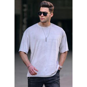 Madmext Men's White Velvet T-Shirt 4985