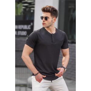 Madmext Men's Black Buttoned Knitwear T-Shirt