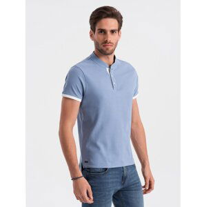 Ombre Men's collarless polo shirt - blue