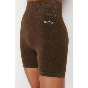 Trendyol Brown Seamless/Seamless Acid Wash Knitted Sports Shorts Leggings