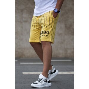 Madmext Striped Printed Daily Yellow Shorts 2909