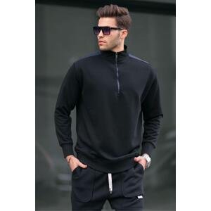Madmext Men's Black Zipper Collar Basic Sweatshirt 6157