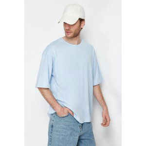 Trendyol Light Blue Men's Oversize/Wide Cut Basic 100% Cotton T-Shirt