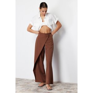 Trendyol Brown Wide Leg Woven Trousers with Cross Closure Detail