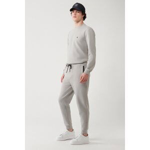 Avva Gray Sweatpants Flexible Soft Texture Interlock Fabric Elastic Leg Unisex Standard Fit Regular Cut