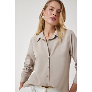 Happiness İstanbul Women's Mink Soft Textured Basic Shirt