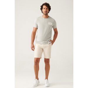 Avva Men's Cream Flexible Waist Relaxed Fit Shorts