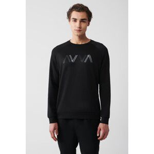 Avva Men's Black Soft Touch Crew Neck Printed Standard Fit Regular Fit Sweatshirt