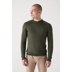 Avva Men's Khaki Half Turtleneck Standard Fit Normal Cut Knitwear Sweater