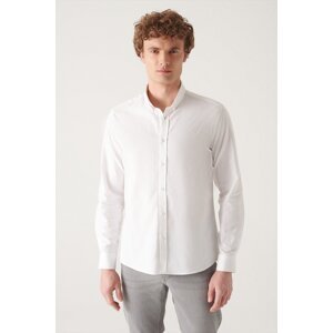 Avva Men's White Oxford 100% Cotton Standard Fit Regular Cut Shirt