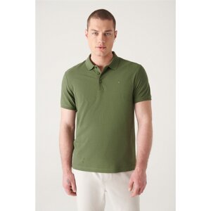 Avva Men's Khaki 100% Cotton Cool Keeping Standard Fit Normal Cut Polo Neck T-shirt
