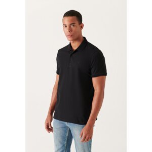 Avva Men's Black Polo Neck Slim Fit Narrow Cut T-shirt