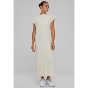 Dámské šaty Urban Classics Long Extended Shoulder Dress - smetanové