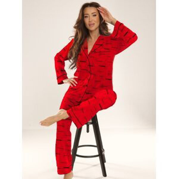 Pyjamas De Lafense 718 Madeleine L/R S-4XL red 033