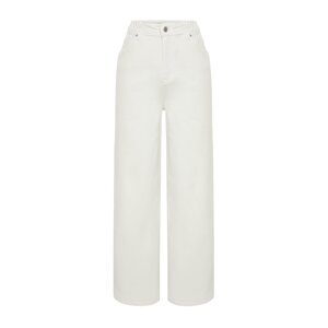 Trendyol White More Sustainable Elastic Waist High Waist Wide Leg Jeans