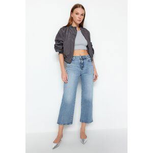 Trendyol Light Blue High Waist Crop Straight Jeans