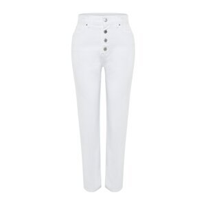 Trendyol White Buttoned Front High Waist Mom Jeans
