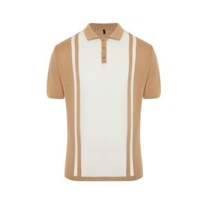 Trendyol Men's Beige Regular Fit Buttoned Placket Polo Collar Knitwear T-Shirt