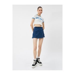 Koton Denim Shorts Skirt Mini Tie Detail
