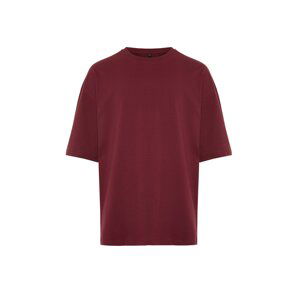 Trendyol Claret Red Men's Oversize/Wide Cut Basic 100% Cotton T-Shirt