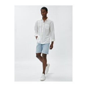 Koton Denim Shorts with Fold Detail, Pockets, Buttons, Cotton