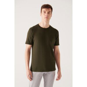 Avva Men's Khaki Crew Neck Cotton Standard Fit Normal Cut Fine Knitwear T-shirt