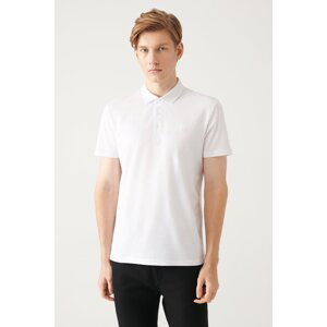Avva Men's White 100% Cotton Standard Fit Regular Cut 3 Button Non-Roll Polo Collar T-shirt