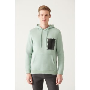 Avva Men's Aquagreen Hooded Collar 3 Thread Inside Fleece Back Printed Standard Fit Regular Fit Sweatshirt