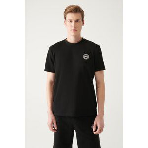 Avva Men's Black Crew Neck Printed Cotton Standard Fit Regular Fit T-shirt