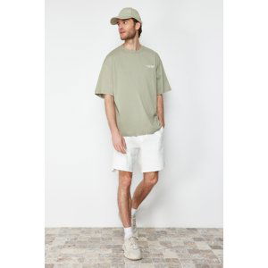 Trendyol Mint Men's Oversize/Wide-Fit Text Printed Short Sleeve 100% Cotton T-Shirt