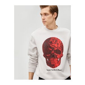 Koton Crew Neck Sweatshirt with Skull Print