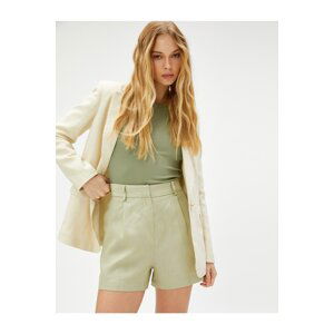 Koton Linen Shorts with Pockets and Pleat Detail