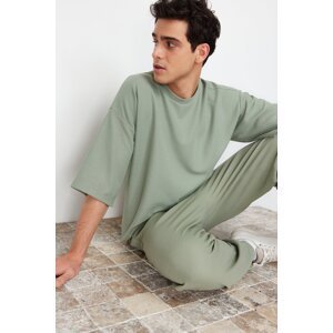 Trendyol Mint Men's Relaxed Fit Short Sleeve Textured T-Shirt