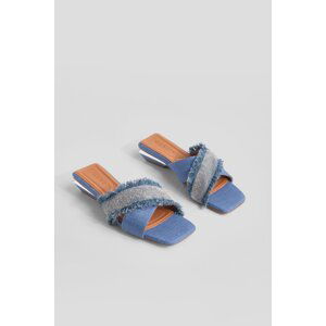 Marjin Women's Stone Heeled Slippers Nesha Blue Jeans