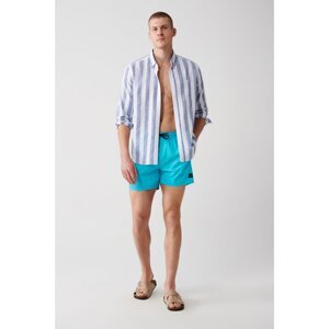 Avva Men's Turquoise Quick Dry Standard Size Flat Swimwear Marine Shorts