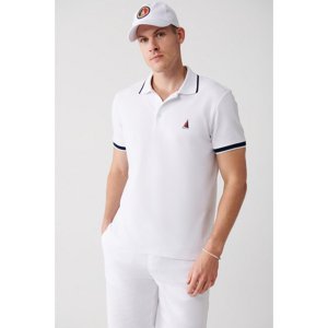 Avva Men's White 100% Cotton Marine Printed Standard Fit Regular Cut Polo Neck T-shirt