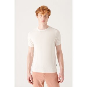 Avva Men's White Jacquard Knitwear T-shirt