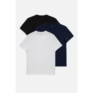Avva Men's 3-Pack Black White Navy Blue 100% Cotton Crew Neck Standard Fit Regular Cut T-shirt